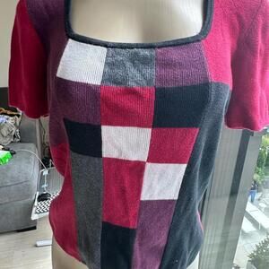 Stylish Women's Patchwork Top - Red, Black, White [COPY]